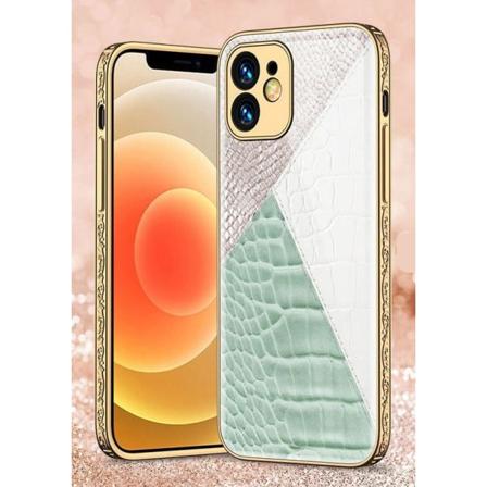 Iphone 12 Pro Lyxigt Glas-skal Mönster Guld Barock Läder Blå Vit Vit One Size