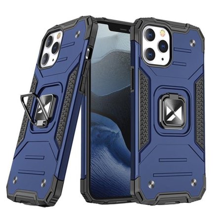 Wozinsky Ring Armor fodral för iPhone 14 Pro pansarhölje magnetisk hållare ring blå