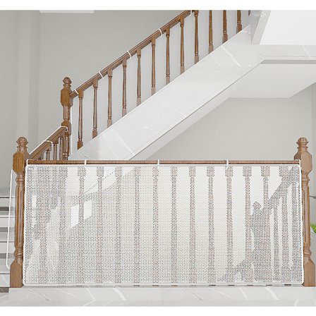 Barnevernnett, Hvit 300Lx90H CM, Baby Balkong og Trapper Beskyttelse