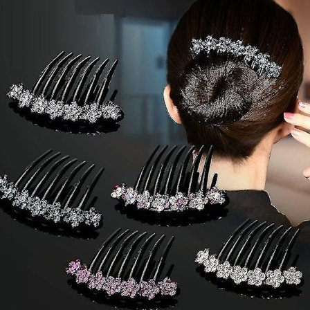 Rhinestone hårkam, plastik tænder hår side kamme skridsikre behagelige hårklemmer pins klo rhinestone hår tilbehør