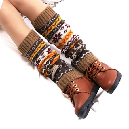 Khaki; Størrelse: One Size-Nye varme uldsokker koreansk stil efterår vinter akryl jul benvarmere varme sokker