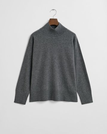 GANT Damen Superfine Lambswool Rollkragenpullover (L) Grau