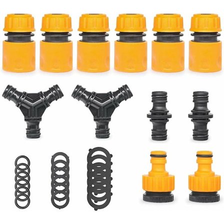 30-delad set, slangkopplingssats Slangkopplingar, inklusive 1/2" slangsnabbkoppling, Y-koppling, dubbel hane-koppling, universell krankoppling