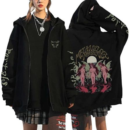 Melanie Martinez Portals Hoodies Tecknad Dragkedja Sweatshirts Hip Hop Streetwear Kappor Män Kvinna Oversized Jackor Y2K Kläder Black12 Black12 XL