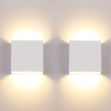 4 stk. LED væglamper indendørs 10x10cm, dæmpbar varm hvid, moderne design hvid uden kontakt_OF