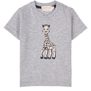 Sophie La Girafe Grey Melange Embroidered Giraffe T-Shirt 3 Months - Tops - 3 months - Grey