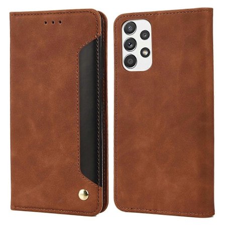 Ridsefast Stødsikkert Business Telefoncover Splejset Læder Telefon Stand Cover til Samsung