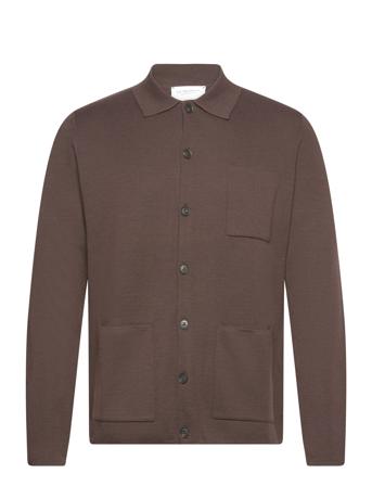 Knitted Overshirt - Brown Strikkegenser Cardigan Brun S.T. VALENTIN*Betinget Tilbud