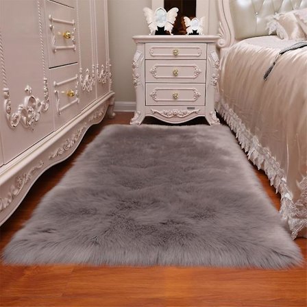 Matta för vardagsrum 160x230 Modern plysch Mjuk Fluffig Sovrum Sängmattor Burvark Soffa Stol Underlägg Vit Grå Stora mattor