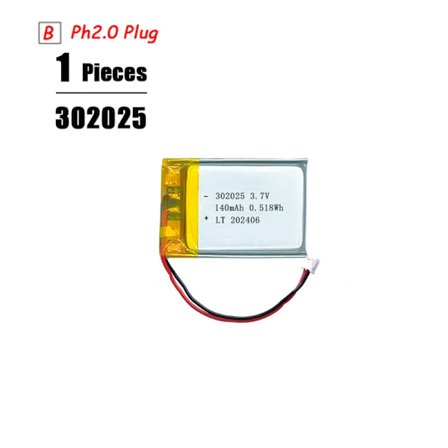 3,7V Lipo-akku Ph2.0-pistoke Ladattava litiumakku 3,7V PS4-kostuttimille GPS-navigointi Bluetooth-kaiutin MP3 MP4