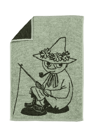 Arabia Mumin handduk 50x70 Snusmumriken grön GOTS Badrumstextilier cm