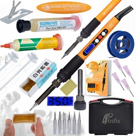 Elektroninen Juotoskolvisarja 12-in-1 LCD-näytöllä – 60W | 6 Kärkeä | 180-500°C | Laukku