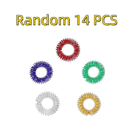 14 st Finger Pressure Massage Rings, handmassageprodukter tillgängliga i guld, silver och blandade färger.