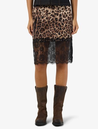 NOISY MAY Nminferno Mw Short Satin Lace Skirt - Multi/patterned - XS