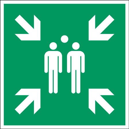 Schild Evakuierungssammelstelle, Polyester selbsthaftend, 100 x 100 mm