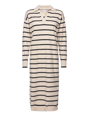 Soft Stp Polo Swtr Midi Dress Ls Knelang Kjole Beige Tommy Hilfiger