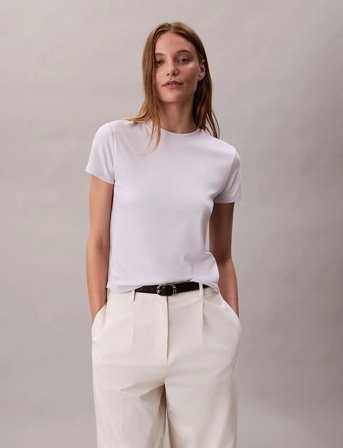 Calvin Klein Ss Supima Crewneck - White - S