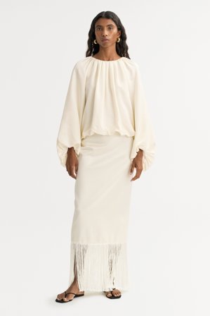 Soft Goat - Silk Blouse - Kaschmirpullover für Damen - S - Feather White