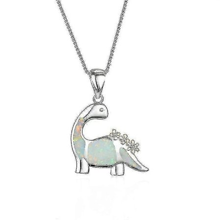 Sött Dinosauriehalsband Sterling Silver Opal Smycke