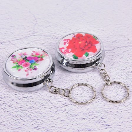 Bærbar Sølvfarvet Tårn Pilleæske Ur Foldbar Pilleetui Kosmetik Organizer Metalbeholder Pilleknuser Medicin Organizer