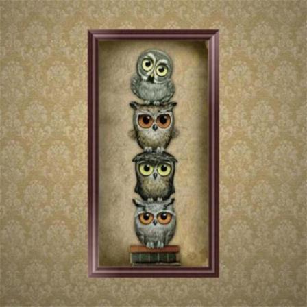 Full 5d Diy Diamond Painting Cross Stitch Four Cartoon Owls Brod Som På Bilden 1 25x35cm