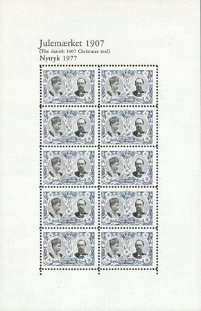 Danmark 1977 - julmärkeark 1907 - Nytryk - Postfrisk