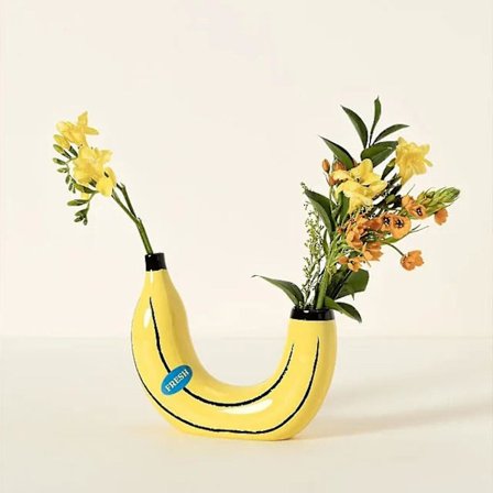Banan Vase Eklektisk Unik Banan Resin Vase I Gul - Perfekt Til Blomsterarrangementer Og Boligindretning