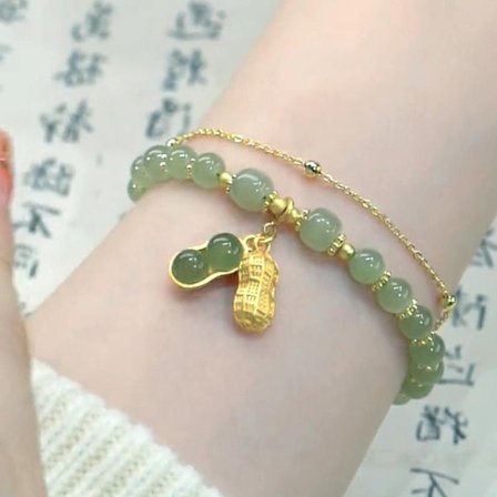 Fashion Peanut Dubbellagersarmband Imitation Hetian Jade Temp