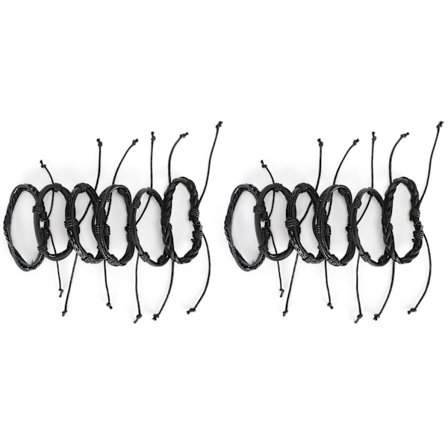 12 stk flettet lær armbånd DIY håndlaget justerbar vintage mansjett smykker