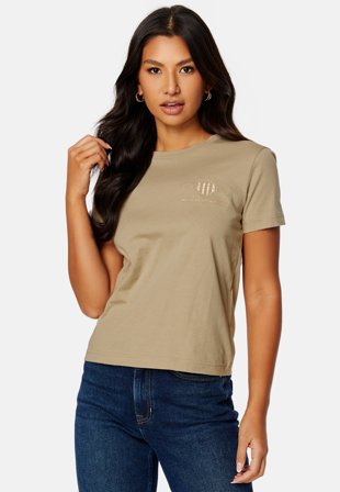 GANT Reg Tonal Shield T-Shirt 270 Concrete Beige Klær