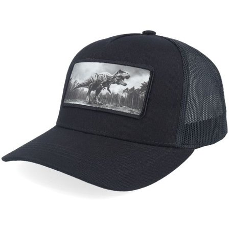 Kiddo Cap - Svart trucker Keps - Kids T-rex Dino Patch Black Trucker @ Hatstore