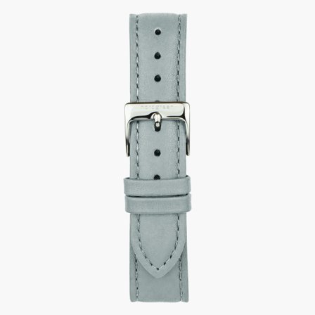 Veganes Lederarmband Taubengrau - Silber - 40mm/42mm