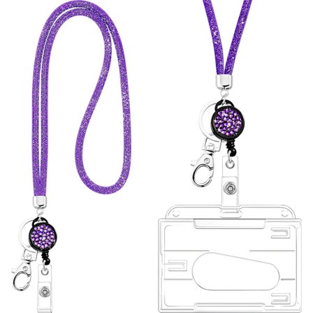 Korthållare med Lanyard, Nyckelring, Kristall Lanyard, Halsband, ID-Korthållare (lila) Lila