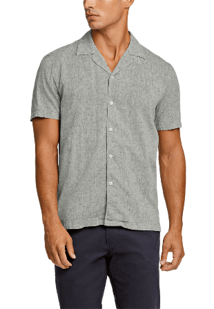 Lindbergh Casual Linen Blend Resort S/S Skjortor Herr Grön S