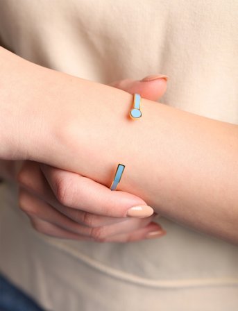 Design Letters Rainbow Dot Bangle - Blue - ONE SIZE