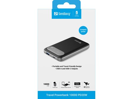 Sandberg Travel Powerbank 10000 PD20W