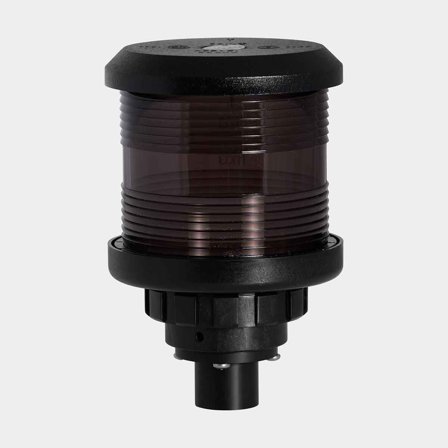 Luz de âncora para montagem superior Den Haan, 25 W, 12 - 24 V, 360°, plástico preto, 140 x Ø92 mm, branca, para embarcações <20 metros