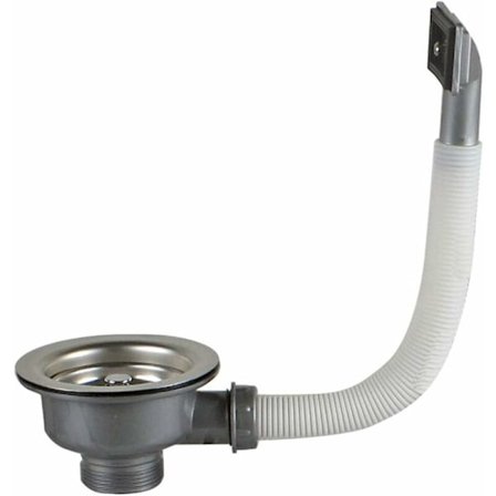 Set med bräddavlopp i rostfritt stål, kvadratisk 110 mm 1??&34, rostfritt stål + ABS, avlopp + korg