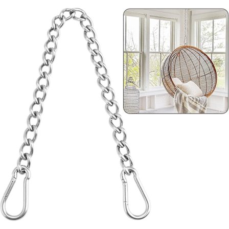 Kæde med to karabinhager, 400 kg kapacitet, kraftig hængekæde i rustfrit stål, forlængerkæde - 1 stk.