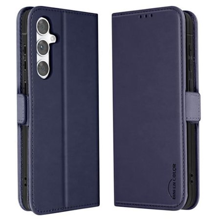 Pungetui - AVIZAR - Samsung S24 FE - Vegansk læder - Dobbelt magnetisk lukning - Mørkeblå