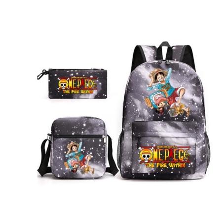 3kpl/ set One Piece Reppu Anime-lasten koululaukku 18 tuumaa 16 45CMX32CMX15CM