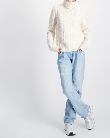 Polo Ralph Lauren Aran-Knit Wool-Blend Turtleneck Sweater Wit Truien Meisjes - Kids Brand Store