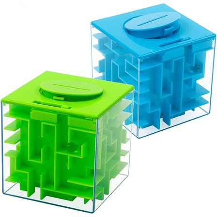 Penge labyrint puslespil æske til børn og voksne, perfekt pengeholder labyrint puslespil gaveæske (2 pakke)