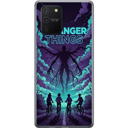 Yhteensopiva Puhelinkuori Samsung Samsung Galaxy S10 Lite Stranger Things -inspiroitunut fantasiaillustraatio, jossa on tumma hirviö, pyöräilevät