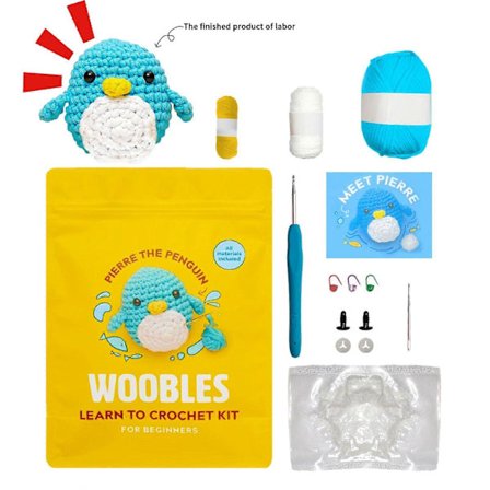 Woobles Virkkaa Opi Virkkaamaan -aloituspakkaus, Virkattu Täytetty Eläin DIY Virkkauspakkaus Aloittelijoille [DB]