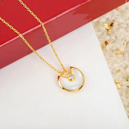 S925 Silver Guldpläterad Natursten Hänge Amulett Dam Halsband Mode Märke Fest High-End Lyx Smycken