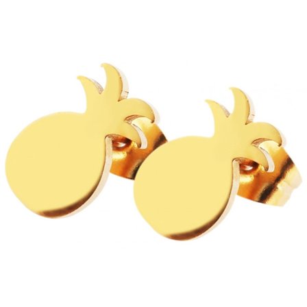 Guld Stud Örhängen i Rostfritt Stål med Söt Ananas