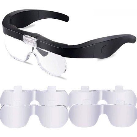 Huvudmonterad förstoringsglas USB-uppladdningsbar handsfree-förstoringsglas med