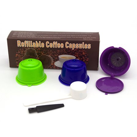 Uudelleenkäytettävä kahvisuodatinkapseli Nescafe Dolce Gusto -panimoille, 3 kpl (vihreä, kuninkaallinen sininen-violetti)