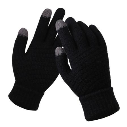Kvinner Vinter Touch hansker Varm Stretch Strikke votter Full Fine Black one size